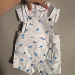 Jacadi Overalls and Collared Shirt Matching Set (12 months)